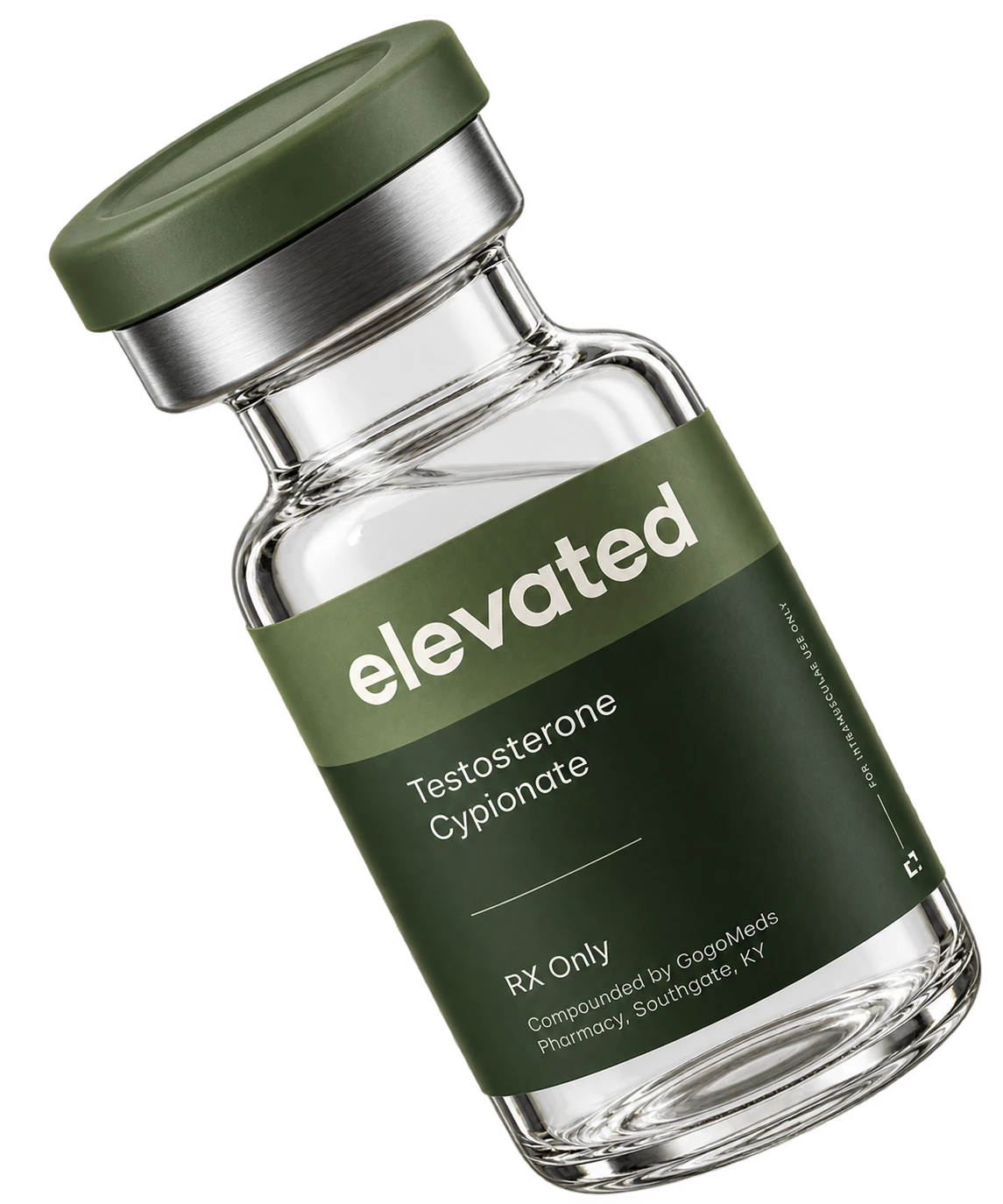Elevated Health Testosterone Cypionate vial tilted backward